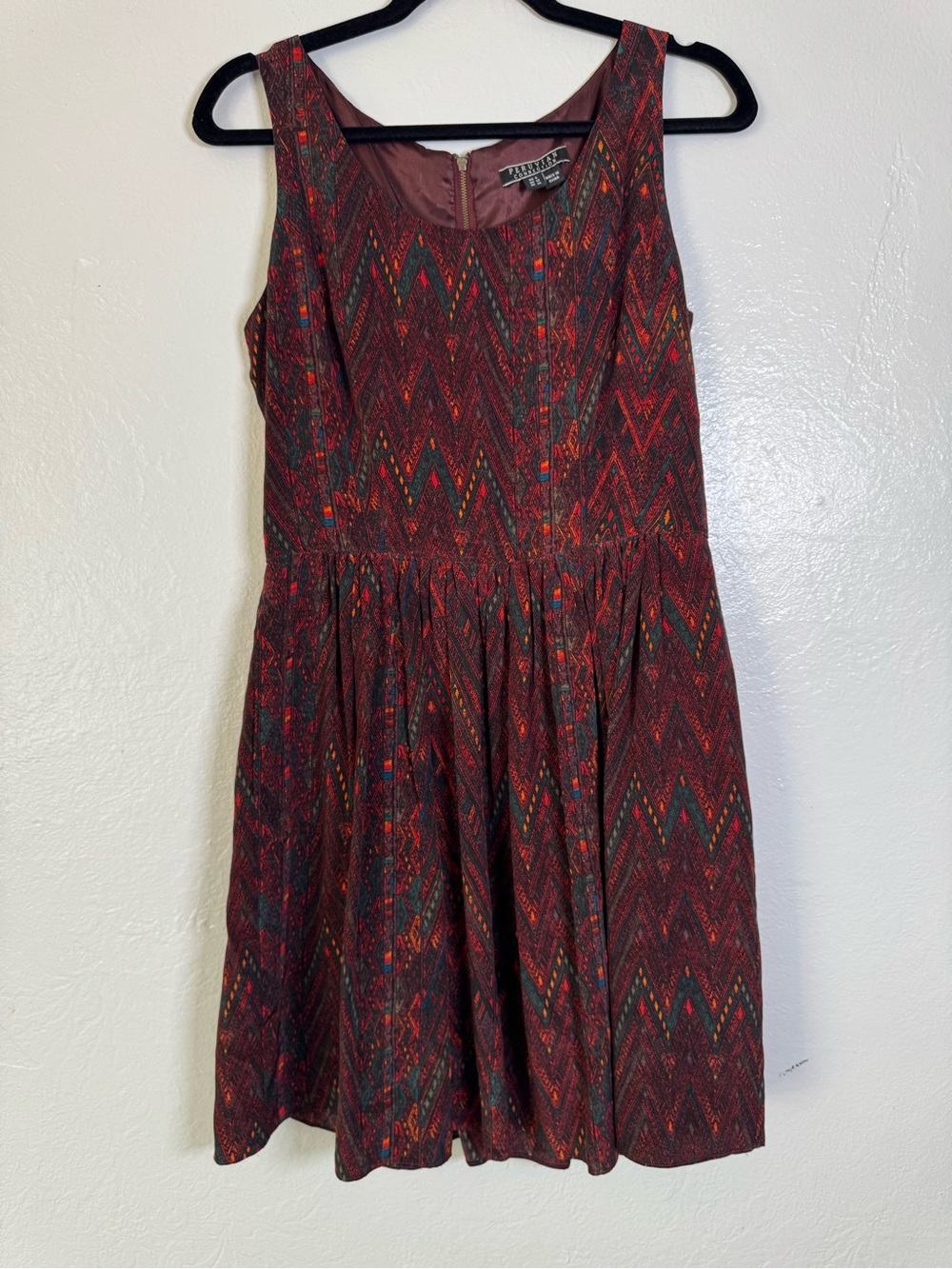 Peruvian Connection Silk Geometrical Print Dress